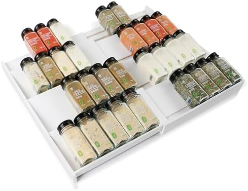 Bamboo Spice Drawer Organizer, 4-Tier Spice Rack for Cabinet by Thalomely