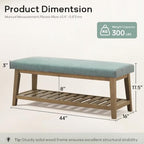 Zihanhome Entryway Shoe Bench, End of Bed Bench,Upholstered Bench (Teal) - Image 2