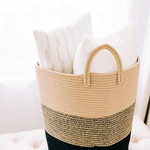 OrganiHaus Tall Cotton Rope Laundry Basket & Hamper, Blanket Storage 52L - Image 5