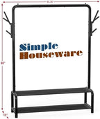 Simple Houseware 52" W Freestanding Closet Garment Rack with Shelves, Black - Image 5
