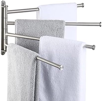 KES Bathroom Towel Rack 15.5-Inch, Swivel Towel Bar 4-Arm, Swing Out Towel Bar Wall Mounted, SUS304 Stainless Steel Brushed Finish, A2103S4L40-2 by KES