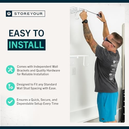 StoreYourBoard Garage Wall Shelf, 1x4 ft, Holds 400 lb, 6 Hooks, 2 Pack - Image 3