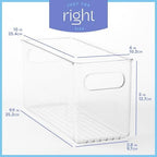 Plastic Food Storage 6 Pack Clear Container Bin with Handles for Organizing Kitchen, Pantry, Refrigerator, Freezer, Pantry, Cabinet, Closet, Bathroom. 10”x4”x5” - Image 3