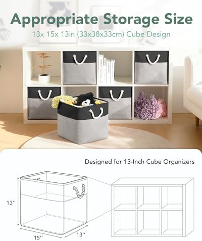 13x15x13 Inch Large Storage Bins with Cotton Rope Handles 6-Pack - Image 2