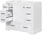 Flieks 36" Bathroom Vanity Without Sink, Cabinet Base Only, Six Drawers, Multi-Functional Drawer Divider, Adjustable Shelf, White - Image 3