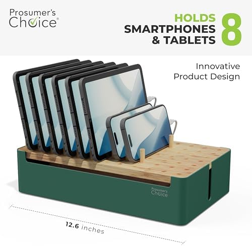 Prosumer's Choice Bamboo Charging Station - Multi Charger Station Organizer - Desk Docking Station for Phones, Tablets, Laptop - Wooden Charging Station with Removable Dividers - Cables Not Included - Image 3