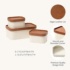 LA JOLIE MUSE Decorative Storage Boxes with Lids Faux Leather, Beige 3 Pack - Image 2