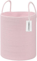 Large Woven Laundry Basket Hamper,100L Cotton Rope Storage Bin for Blankets,Toys and Clothes,Decorative Tall Nursery Hamper for Living Room,Baby Nursery,Bathroom and Bedroom,(Pink, XX Large) by Hobasket