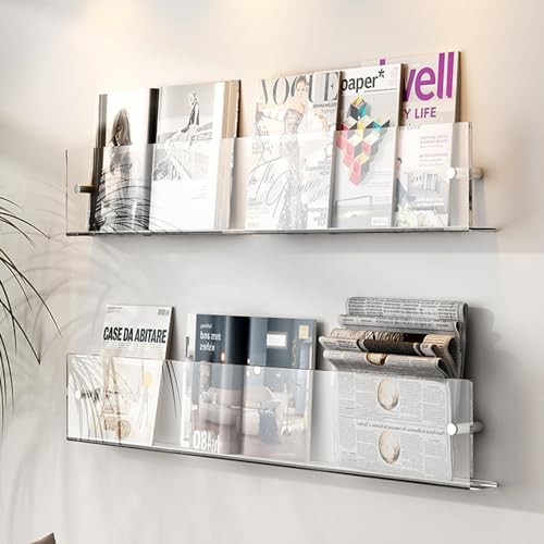 DuvinDD 2 Pack Acrylic Magazine Holder Rack Wall Mount 24 inch - Image 4