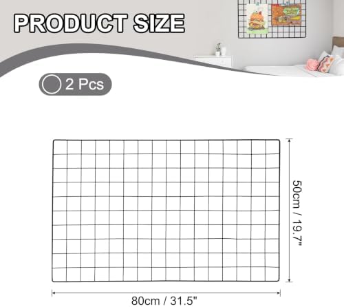 PATIKIL Wire Grid Panels Gridwall Panel 31" x 20" Black 2Pcs - Image 2