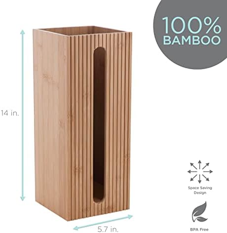 Bath Bliss Square Toilet Tissue Reserve | Dimensions: 5.71 x 5.71 x 14.17 | Bamboo Design | Bathroom Décor | Holds 3 Roles | Easy to Clean | Bamboo - Image 3