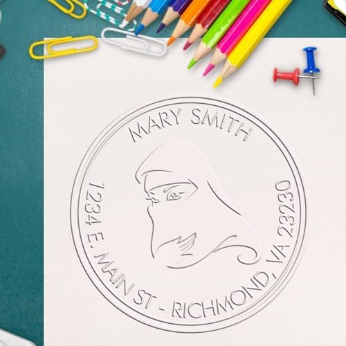 Custom Name & Address Embossed Stamp - Ideal Islamic Gift, Personalized Desk Embosser for Envelopes & Paper, Sturdy Base, Ideal for Islamic School Teachers, 1-5/8 Size, Easy to Use - Image 6