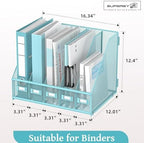 SUPEASY Desk Organizers Metal Desk Magazine File Holder with 5 Vertical Compartments Rack File Organizer for Office Desktop, Classroom, Home Workspace, Blue Plus - Image 3
