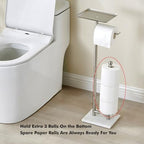 Toilet Paper Holder with Tray at The Top, Sturdy Marble Base No Wobby, Holding Extra 3 Toilet Paper Rolls As Spare Use, Freestanding No Drilling (Brushed Nickel) - Image 5