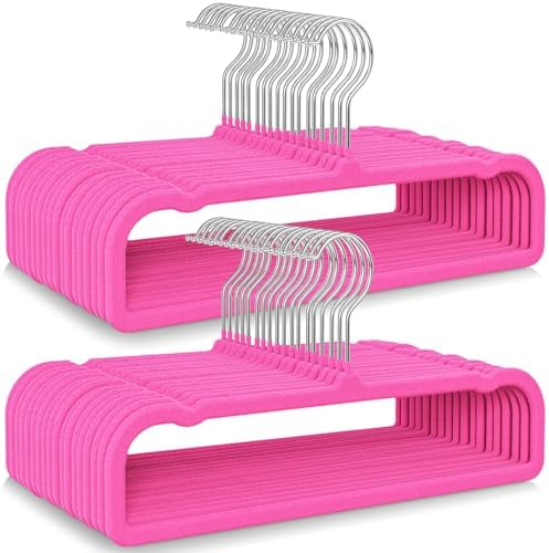 50 Pack Velvet Hangers Non Slip, Felt Pants Hangers Thin Space Saving by Besslly