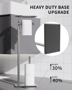 Toilet Paper Holder Stand, Free Standing Toilet Paper Holder with Shelf for Bathroom, Stainless Steel Brushed Nickel Toilet Paper Roll Holder with Storage, Reserve for 3 Rolls, Weighted Base - Image 5