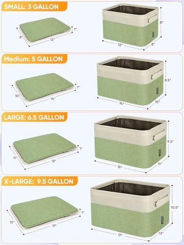 BALEINE 2 Pack Fabric Closet Storage Bins for Shelves, Linen Closet Organizers and Storage, Decorative Baskets for Organizing, Shelf, Clothes, Home, Office (Green, 17''x13''x10.5'') - Image 2