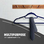 KEPLIN Velvet Hangers 50 Pack (41.5cm) - Non-Slip Clothes Coat Hangers with Tie Bar and 360 Degree Hook for Home Storage Durable, Sturdy & Space Saving Wardrobe (Navy Blue, 50 Pack) - Image 6
