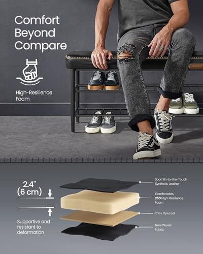 VASAGLE Shoe Bench, Synthetic Leather with Stitching, Loads 300 lb - Image 7