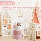 CLHMILY&Z 80L Laundry Basket Round Storage Rope Basket - 16.5x22.5 Inches - Pink Hamper in Bedreoom and Cute Storage Bin for Blankets, Toys, and Nursery Essentials - Image 3
