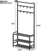 Simple Houseware Coat Rack with Shelf, Standing Hall Tree with Hooks, Black - Image 7