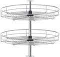JOWBOOW 21 1/4" Chrome Corner Cabinet Lazy Susan, Full Circle Corner Cabinet Lazy Susan Replacement Shelves Rotating Rack for Upper Cabinet Kitchen, Fits Cabinets Over 23" by JOWBOOW