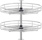JOWBOOW 21 1/4" Chrome Corner Cabinet Lazy Susan, Full Circle Corner Cabinet Lazy Susan Replacement Shelves Rotating Rack for Upper Cabinet Kitchen, Fits Cabinets Over 23" by JOWBOOW