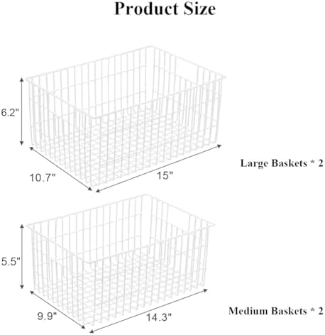 Orgneas Upright Freezer Organizer Bins Metal Wire Storage Container Basket - Image 2