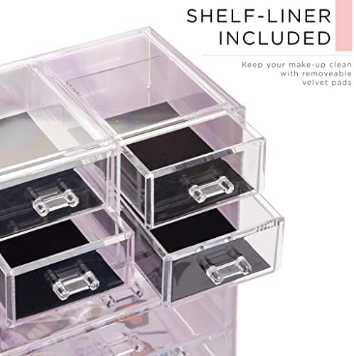 Sorbus Makeup Organizer, 7-Drawer Acrylic 2-Piece Set (Tie Dye) - Image 5
