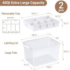 80Qt Stackable Storage Bins with Lids Trays Craft Box Organizers, 2Pack,WH - Image 2