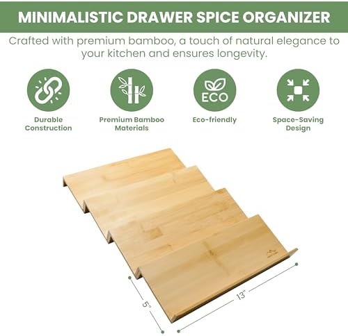 Sweet Living 4 tier spice rack drawer organizer for Kitchen Cabinets | Wooden spice drawer organizer, Space-Saving kitchen drawer organizer for Neat In-Drawer Spice Storage - Image 6