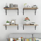 Deep Floating Wall Shelves - 4 Sets of 12 Inch Wide Rustic Brown Wood Shelves for Bathroom, Bedroom, Kitchen, Living Room - Image 5