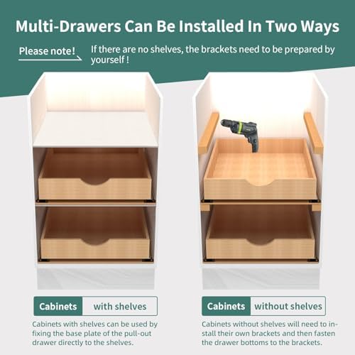 Pull Out Drawers for Kitchen Cabinets, Fully Assembled Wood Cabinet Pull Out Drawer, Pull Out Cabinet Organizer, Fast and Easy DIY Installation, 23”W x 21”D - Image 6