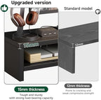 Wooden Monitor Stand Riser, 2-Tier Desk Shelf with Storage Organizer, Ergonomic Computer Stand, Storage Organizer for Laptop, Computer, Black, 15.7 Inch - Image 5