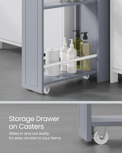 VASAGLE Small Bathroom Storage Cabinet, with Slide Out Drawers，Dove Gray - Image 5
