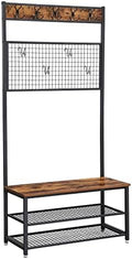 VASAGLE Coat Rack and Storage Bench, Hall Tree with 9 Hooks, Iron Frame by VASAGLEbySONGMICSHOME