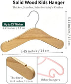 Baby Wooden Hangers 20 Pack,9.45 Inch Natural Wood Toddlers Hangers,Infant & Toddler Clothes Hangers, Small Children Kids Hanger with 360°Swivel Hook - Image 3