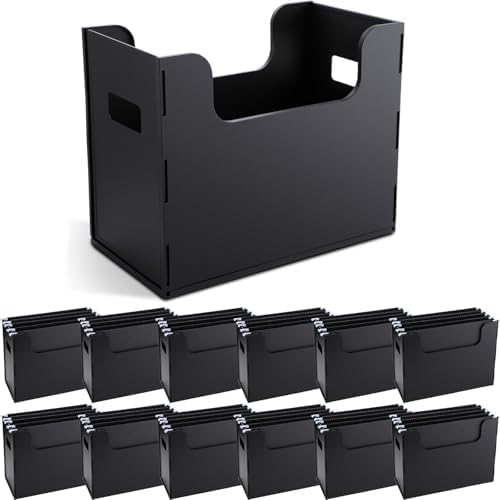 12 Pcs Portable Desktop File, Filing Organizer, Black by Trandraft