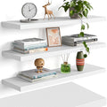 YUFLINX 23’’White Floating Shelves for Wall,Rustic Wood Shelf for Room Decor/Storage/Display,Small Bookshelf,Wall Mounted Hanging Shelves for Bedroom, Bathroom, Living Room, Kitchen,Set of 4 by Unknown