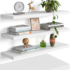 YUFLINX 23’’White Floating Shelves for Wall,Rustic Wood Shelf for Room Decor/Storage/Display,Small Bookshelf,Wall Mounted Hanging Shelves for Bedroom, Bathroom, Living Room, Kitchen,Set of 4 by Unknown