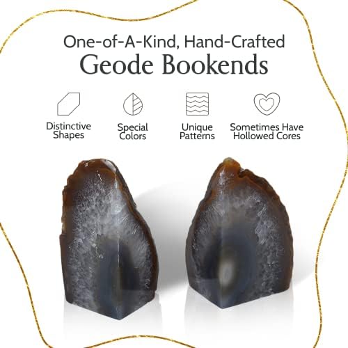Nature's Decorations Natural Agate Bookends - A-Quality Small Heavy Duty Geode, Earth Tone & Neutral Decor, Unique Crystal Gift, 1 Pair (2-3 lbs) - Image 3