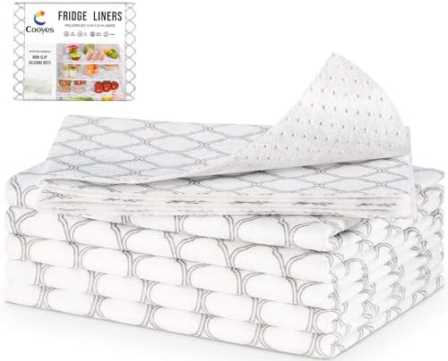 Cooyes Refrigerator Shelf Liners for French Door Fridge, 17.7" × 36" Extra Large, Non-Slip Fridge Mats Machine Washable, Refrigerator Drawer Liner for Glass Shelves Kitchen Cabinet by Cooyes