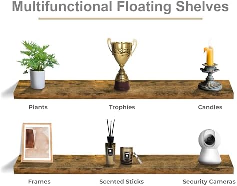 Sorbus Floating Shelves for Wall Storage (55 Inch, 2 Pack, Rustic Brown) - Image 6