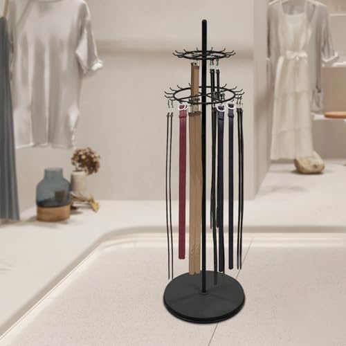 Floor Standing Belt Display, Iron Black Retail Tie Rack Scarf Hanger, Scarf Holder Belt Display Stand for Clothing Store Bedroom Business - Image 3