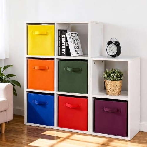 Stero 13x13x13 Inch Fabric Storage Bins 6 Pack Fun Colored Durable Storage Cubes with Handles Foldable Cube Baskets for Home, Kids Room, Closet and Toys Organization Orange-Multi Colors-2 - Image 7