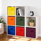 Stero 13x13x13 Inch Fabric Storage Bins 6 Pack Fun Colored Durable Storage Cubes with Handles Foldable Cube Baskets for Home, Kids Room, Closet and Toys Organization Orange-Multi Colors-2 - Image 7