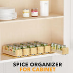 SpaceAid Bamboo Pull Out Spice Rack Organizer for Cabinet, Heavy Duty Slide Out Seasoning Kitchen Pantry Sliding Vertical Organization, 7.3" Wide, 2 Drawers(3" Wide), 1-Tier, Natural - Image 6