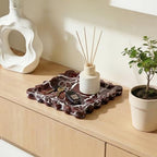 Scalloped Square Marble Decorative Tray, Natural Stone Vanity & Jewelry Tray, Trinket Organizer for Ring, Key, Dresser, Nightstand, Bathroom Counter & Kitchen Sink(Rosso Lepanto) - Image 5