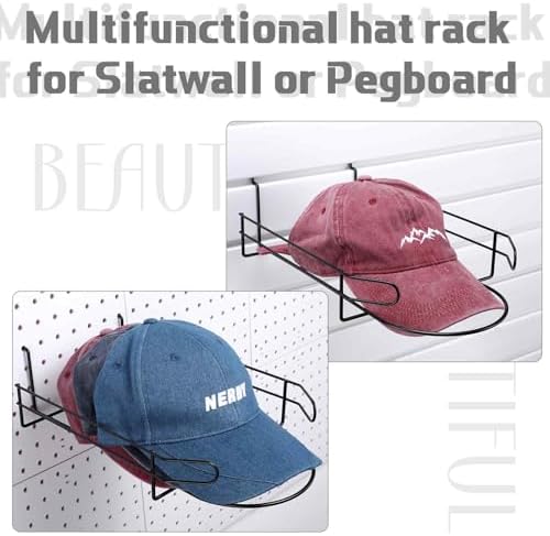 Kigley 4 Pcs Wire Hat Display Racks for Slatwall Black Baseball Hat Racks - Image 2