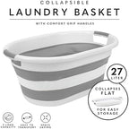 Laundry 360 Collapsible Laundry Basket | Portable | Space Saver Storage | 27 Liter Capacity | Store Under the Bed or Closet | Good for Kids | Dorm | Bedroom | Large | White/Grey - Image 2